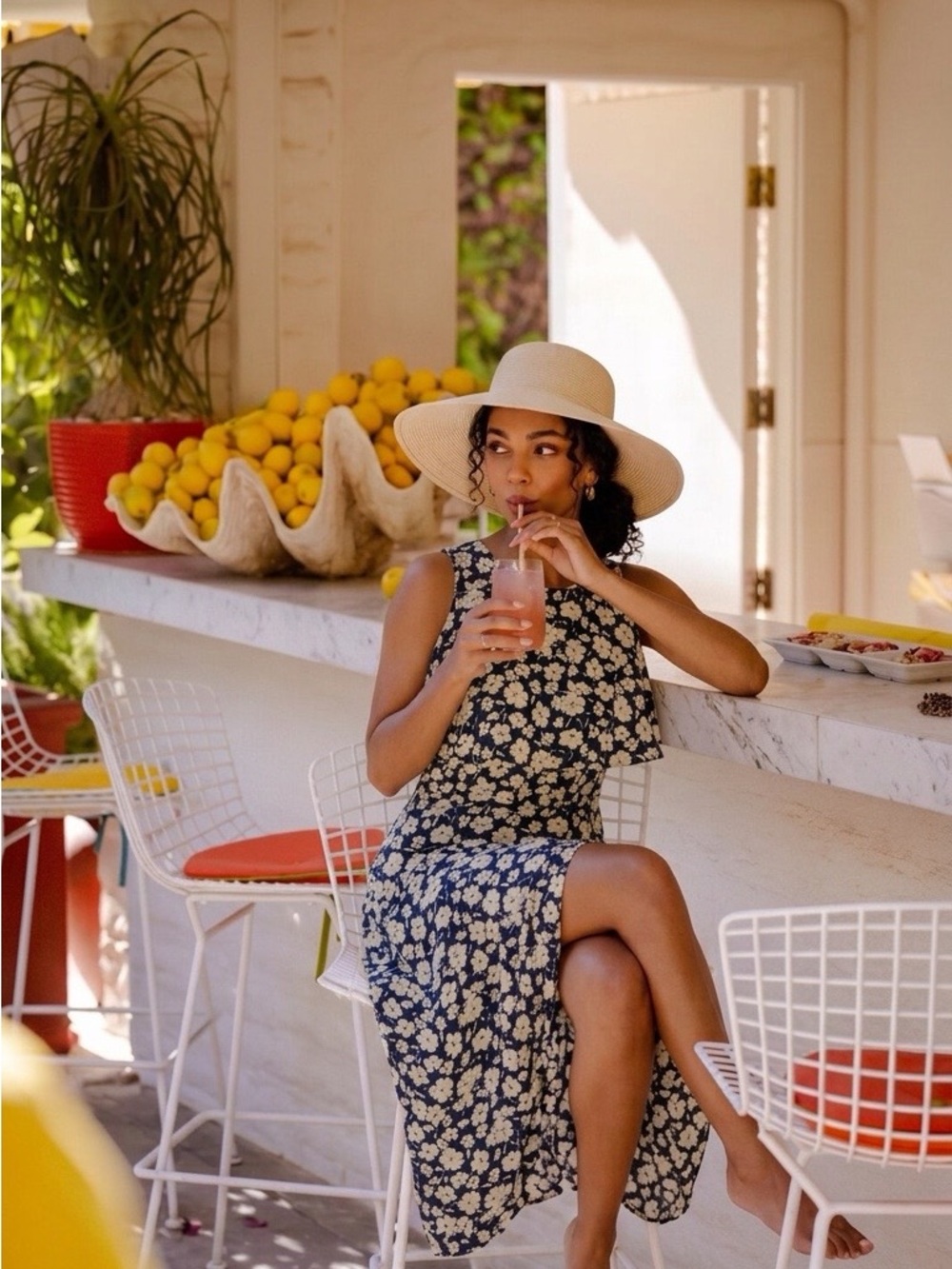 Ralph Lauren Navy Maxi Dress with Cream Floral Print